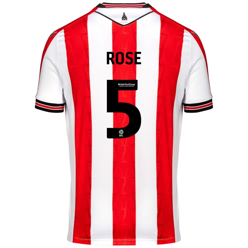 Enfant Maillot Michael Rose #5 Rouge Blanc Tenues Domicile 2024/25 T-Shirt Belgique