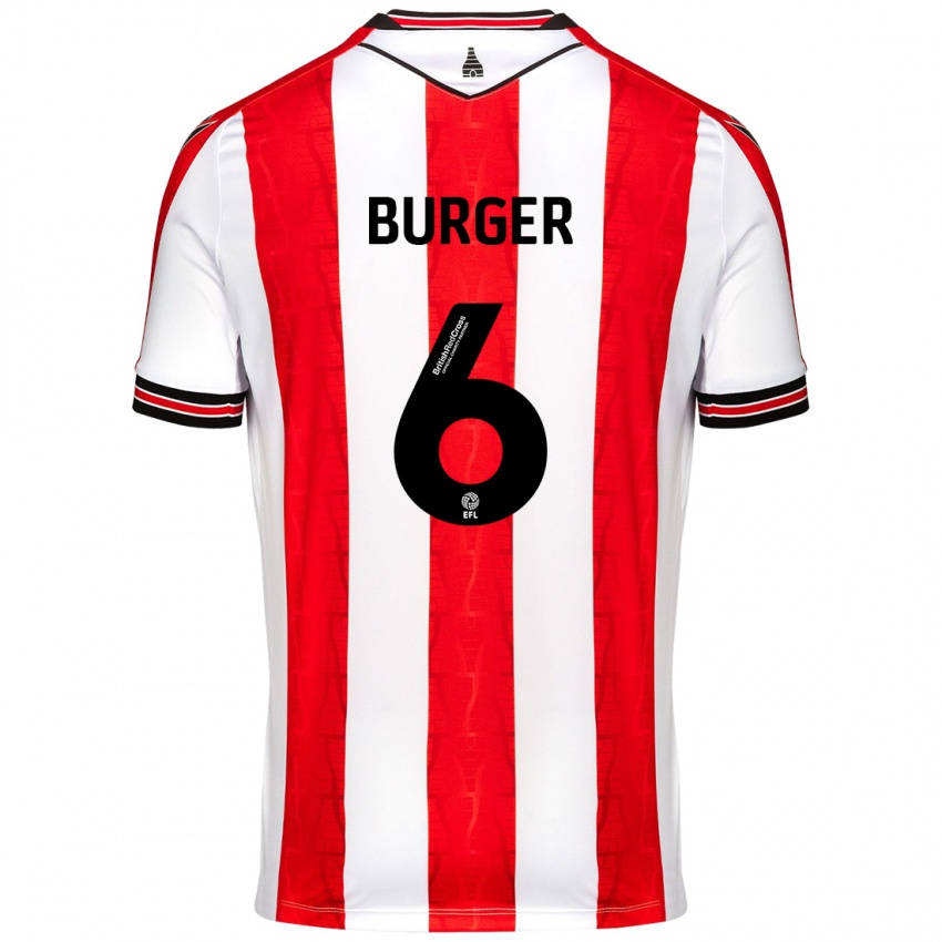 Enfant Maillot Wouter Burger #6 Rouge Blanc Tenues Domicile 2024/25 T-Shirt Belgique