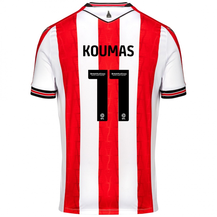 Kinderen Lewis Koumas #11 Rood Wit Thuisshirt Thuistenue 2024/25 T-Shirt België