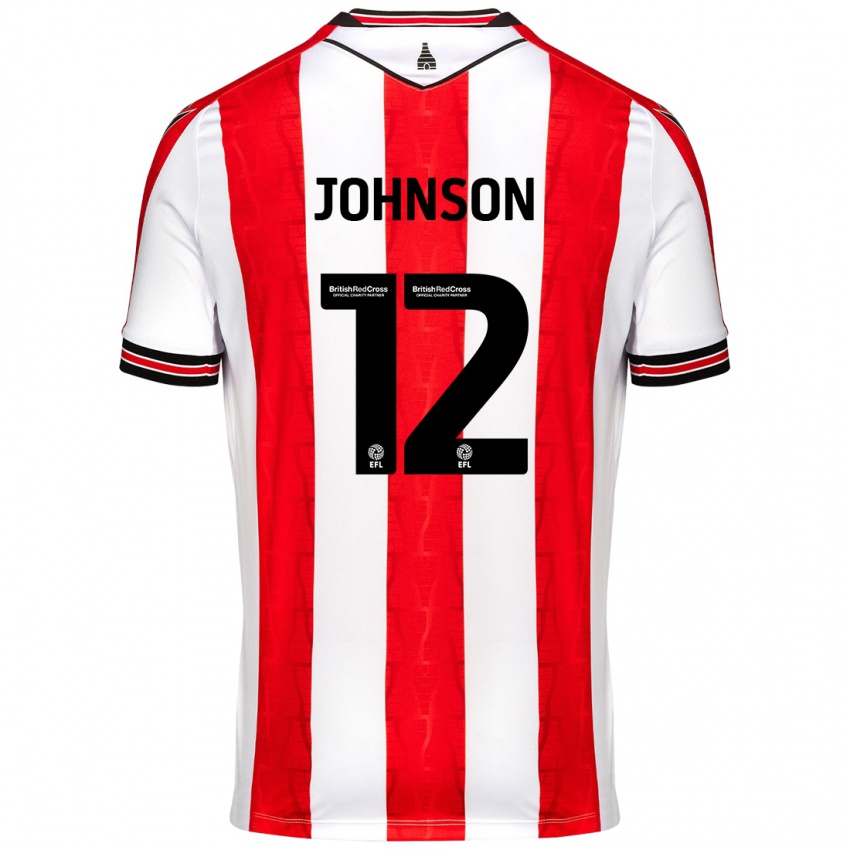 Enfant Maillot Daniel Johnson #12 Rouge Blanc Tenues Domicile 2024/25 T-Shirt Belgique