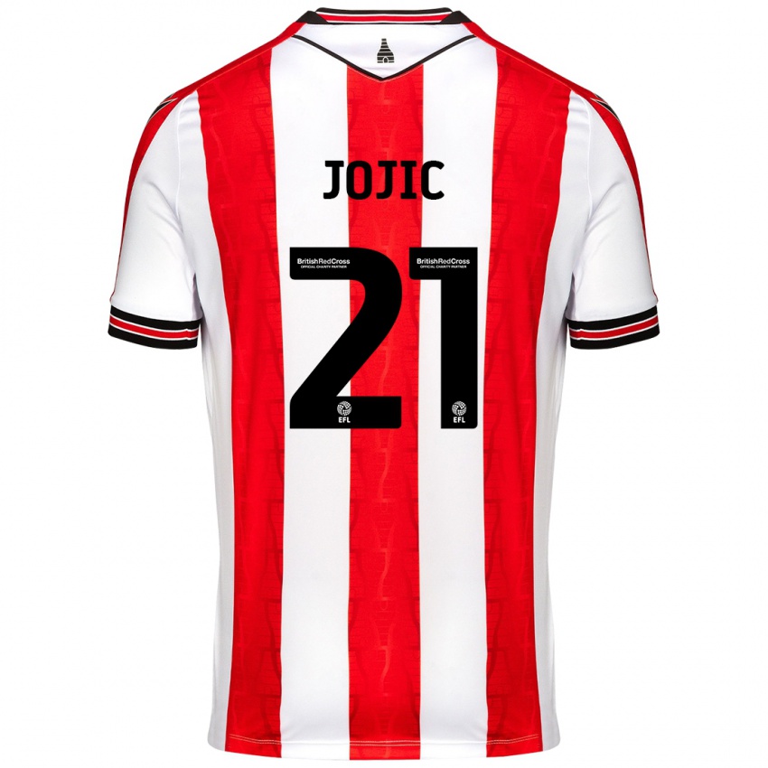 Enfant Maillot Nikola Jojic #21 Rouge Blanc Tenues Domicile 2024/25 T-Shirt Belgique