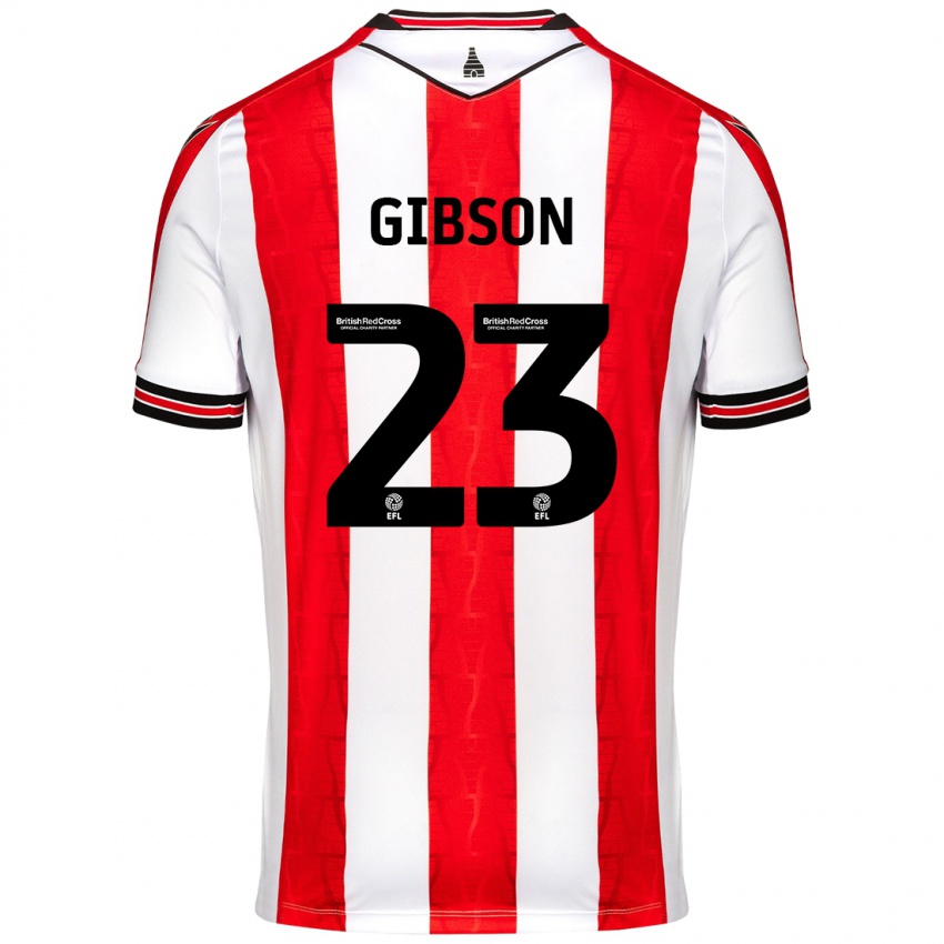 Enfant Maillot Ben Gibson #23 Rouge Blanc Tenues Domicile 2024/25 T-Shirt Belgique