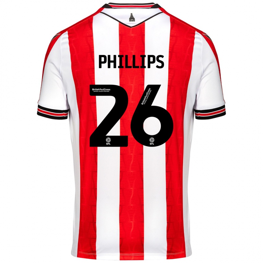 Kinderen Ashley Phillips #26 Rood Wit Thuisshirt Thuistenue 2024/25 T-Shirt België