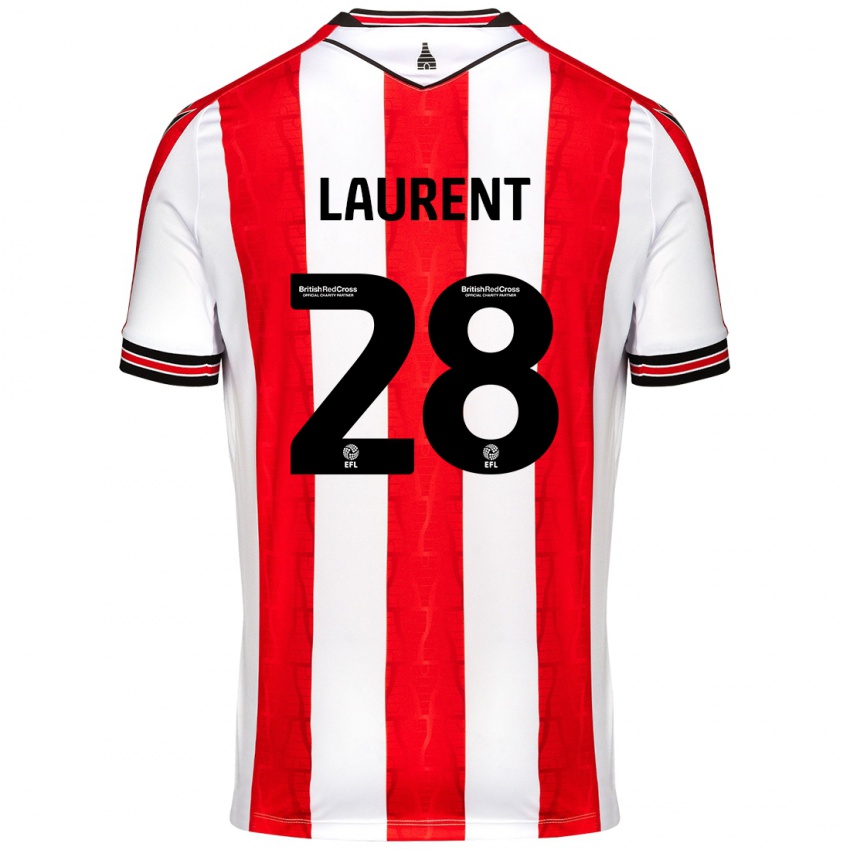 Enfant Maillot Josh Laurent #28 Rouge Blanc Tenues Domicile 2024/25 T-Shirt Belgique