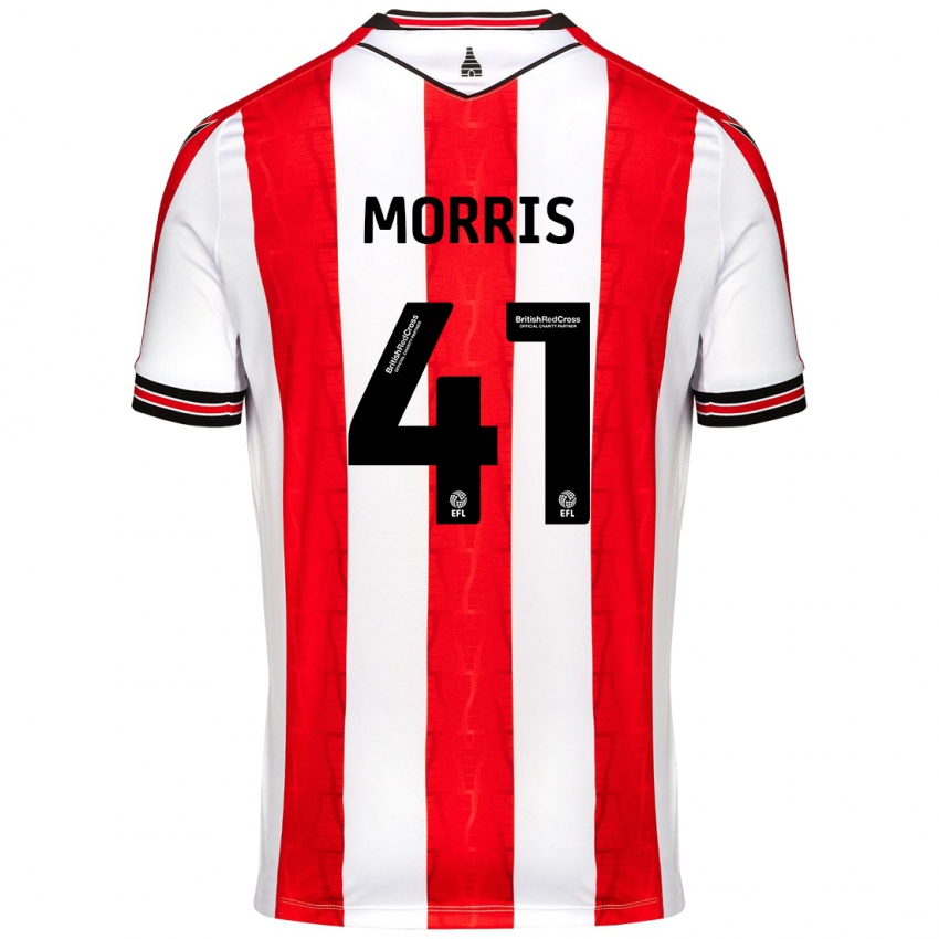 Enfant Maillot Scott Morris #41 Rouge Blanc Tenues Domicile 2024/25 T-Shirt Belgique