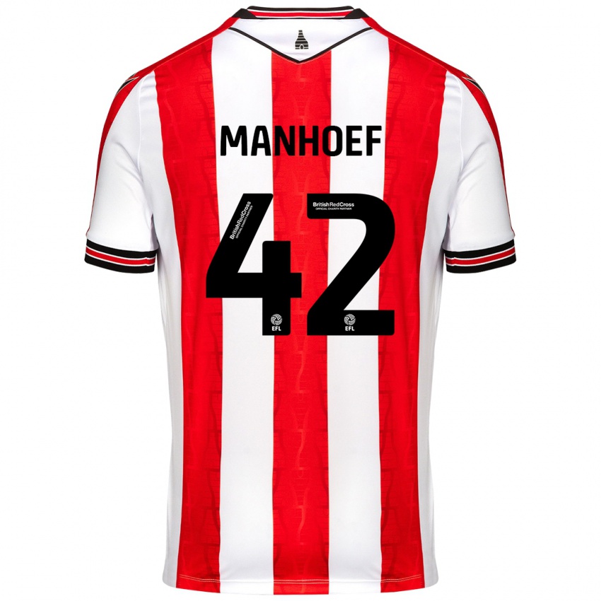 Enfant Maillot Million Manhoef #42 Rouge Blanc Tenues Domicile 2024/25 T-Shirt Belgique