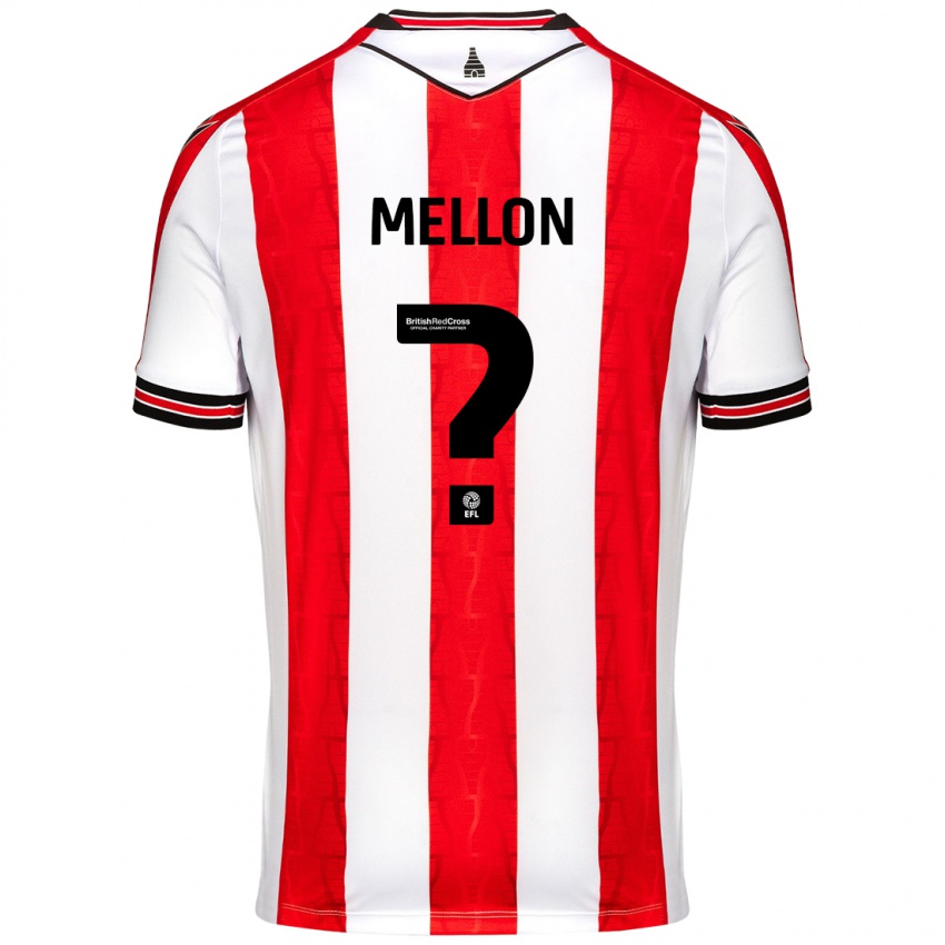 Enfant Maillot Luke Mellon #0 Rouge Blanc Tenues Domicile 2024/25 T-Shirt Belgique