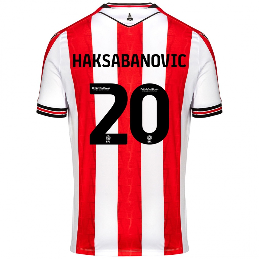 Enfant Maillot Sead Hakšabanović #20 Rouge Blanc Tenues Domicile 2024/25 T-Shirt Belgique