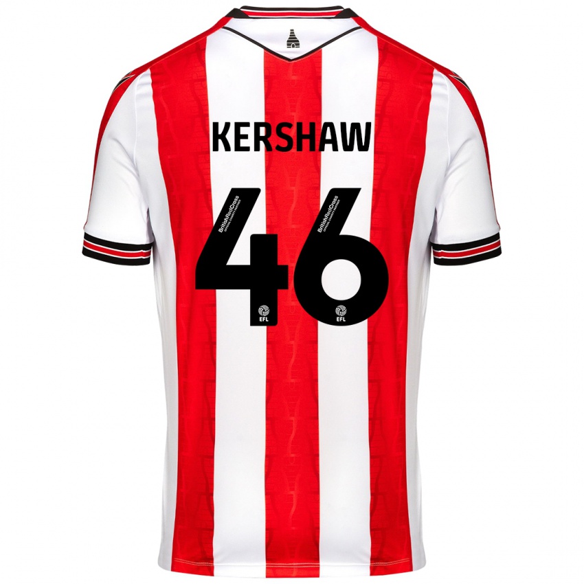 Enfant Maillot Ben Kershaw #46 Rouge Blanc Tenues Domicile 2024/25 T-Shirt Belgique