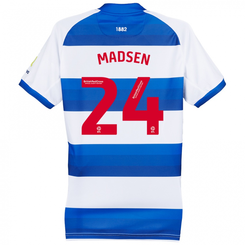 Kinderen Nicolas Madsen #24 Wit Blauw Thuisshirt Thuistenue 2024/25 T-Shirt België