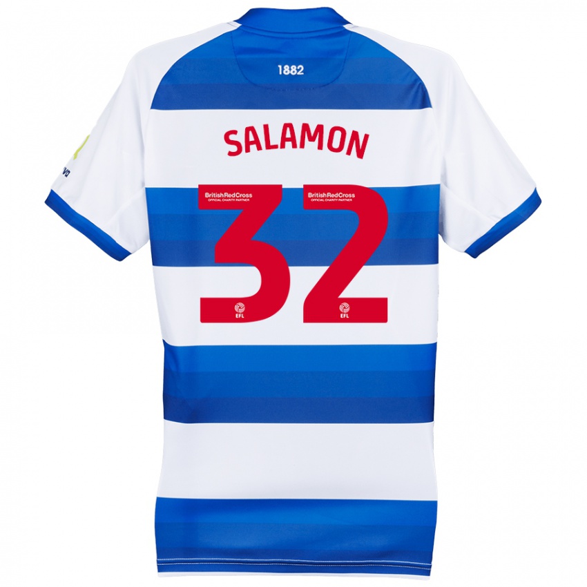 Kinderen Matteo Salamon #32 Wit Blauw Thuisshirt Thuistenue 2024/25 T-Shirt België