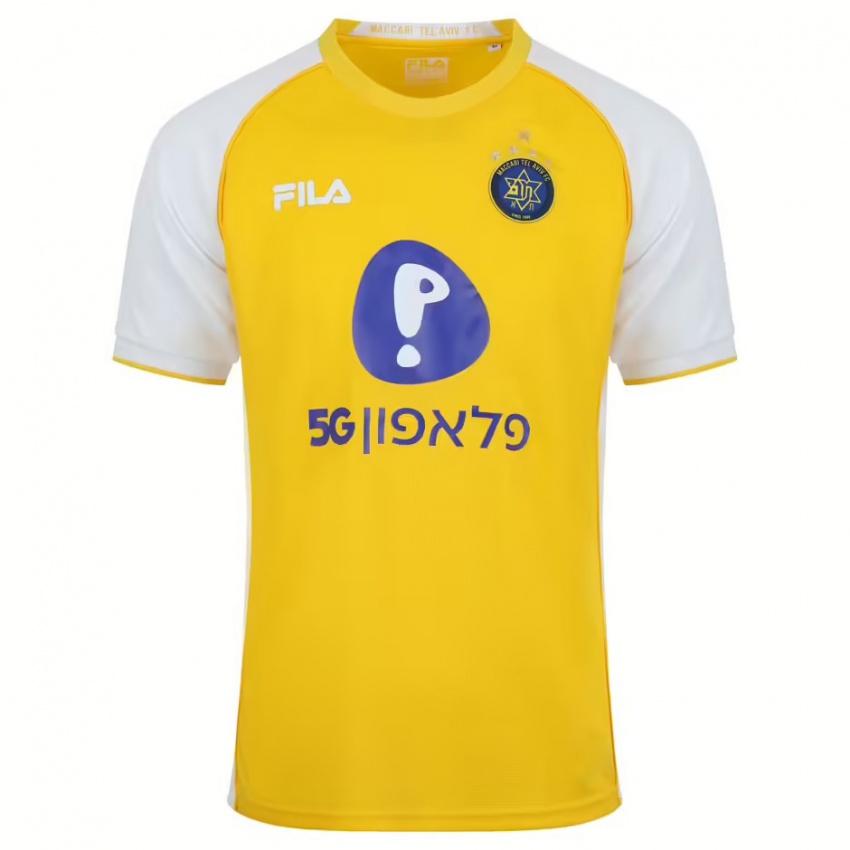 Kinderen Ilay Ben Simon #0 Geel Wit Thuisshirt Thuistenue 2024/25 T-Shirt België