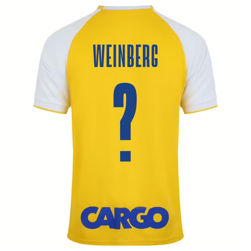 Enfant Maillot Idan Weinberg #0 Jaune Blanc Tenues Domicile 2024/25 T-Shirt Belgique