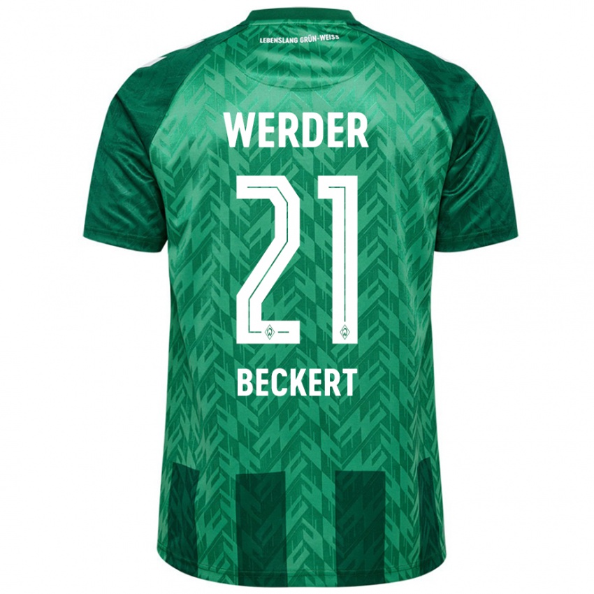 Enfant Maillot Jonathan Beckert #21 Vert Tenues Domicile 2024/25 T-Shirt Belgique