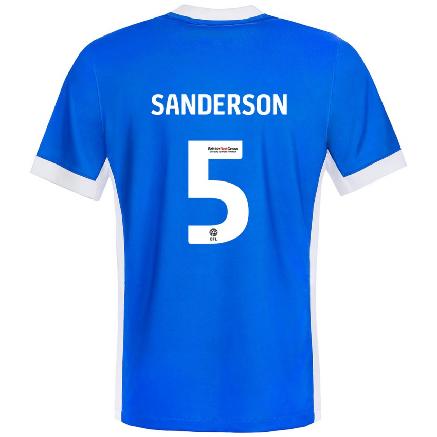 Kinderen Dion Sanderson #5 Blauw Wit Thuisshirt Thuistenue 2024/25 T-Shirt België