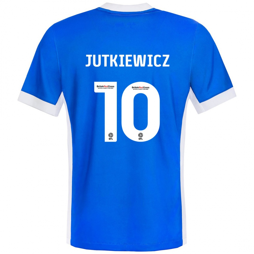 Kinder Lukas Jutkiewicz #10 Blau Weiß Heimtrikot Trikot 2024/25 T-Shirt Belgien