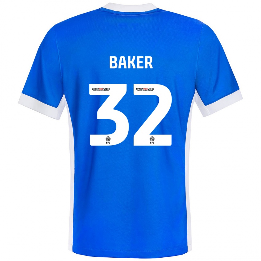 Kinder Ava Baker #32 Blau Weiß Heimtrikot Trikot 2024/25 T-Shirt Belgien