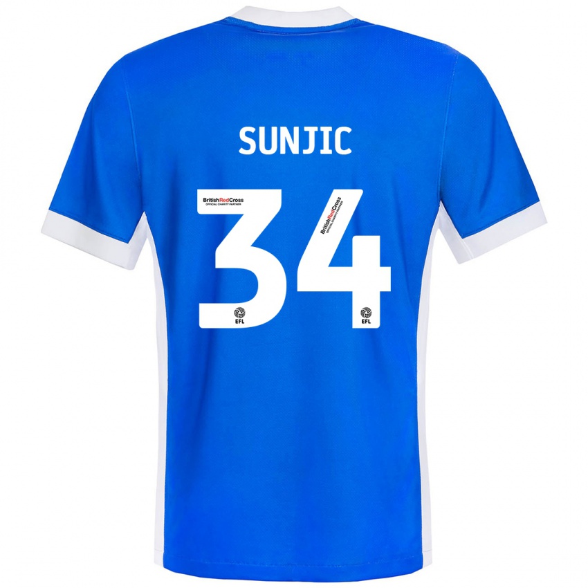 Kinder Ivan Sunjic #34 Blau Weiß Heimtrikot Trikot 2024/25 T-Shirt Belgien