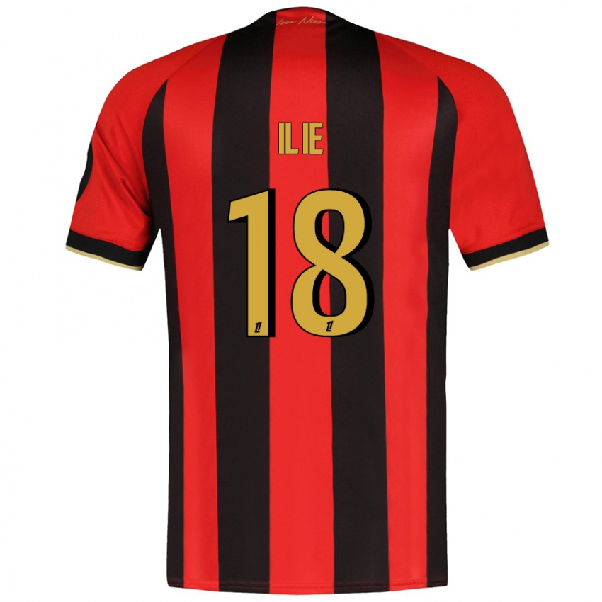 Enfant Maillot Rareș Ilie #18 Rouge Noir Tenues Domicile 2024/25 T-Shirt Belgique