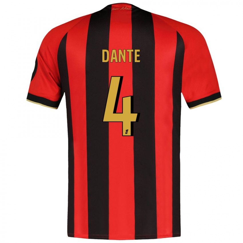 Enfant Maillot Dante #4 Rouge Noir Tenues Domicile 2024/25 T-Shirt Belgique