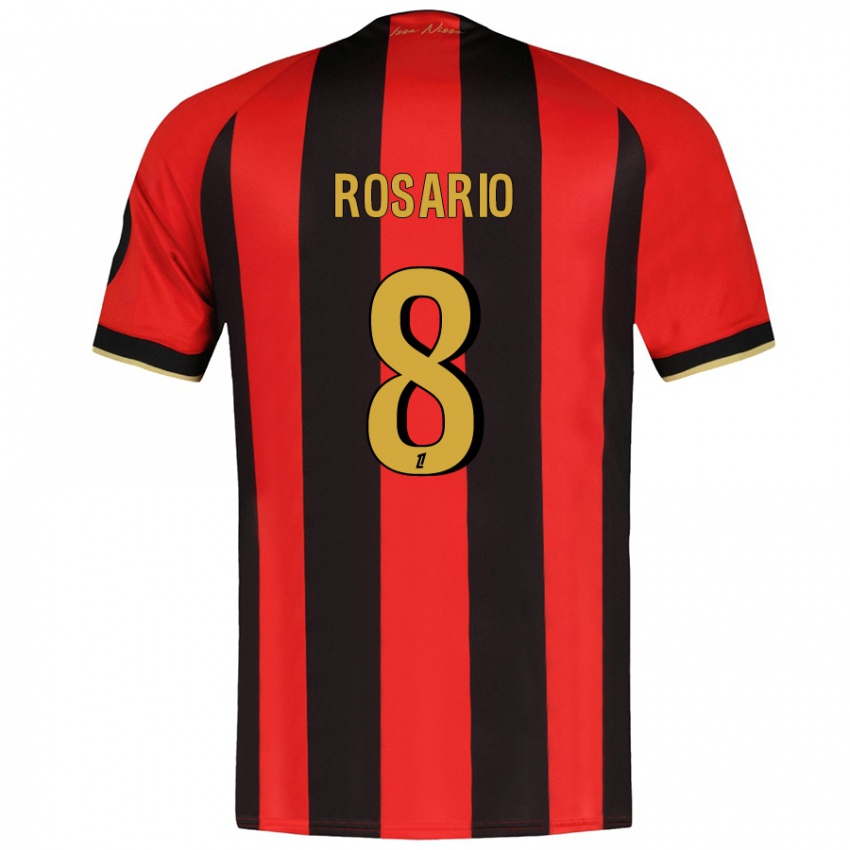 Enfant Maillot Pablo Rosario #8 Rouge Noir Tenues Domicile 2024/25 T-Shirt Belgique