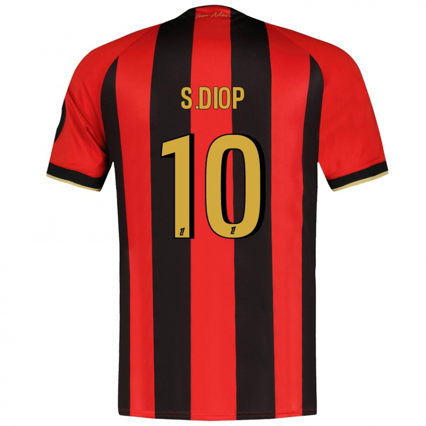 Enfant Maillot Sofiane Diop #10 Rouge Noir Tenues Domicile 2024/25 T-Shirt Belgique