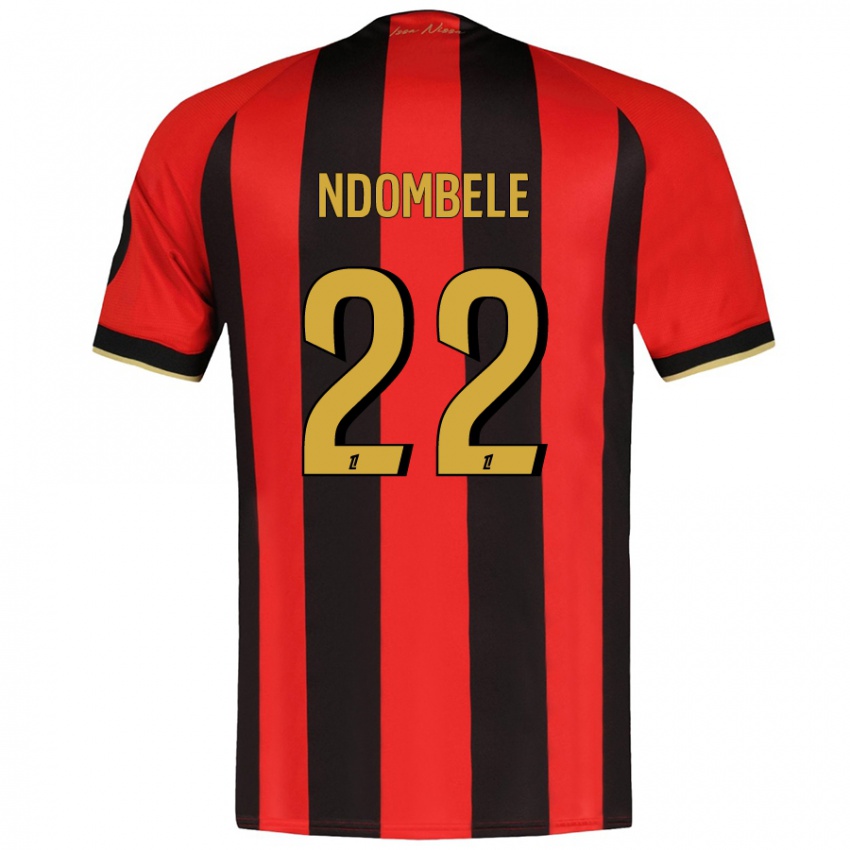 Enfant Maillot Tanguy Ndombélé #22 Rouge Noir Tenues Domicile 2024/25 T-Shirt Belgique