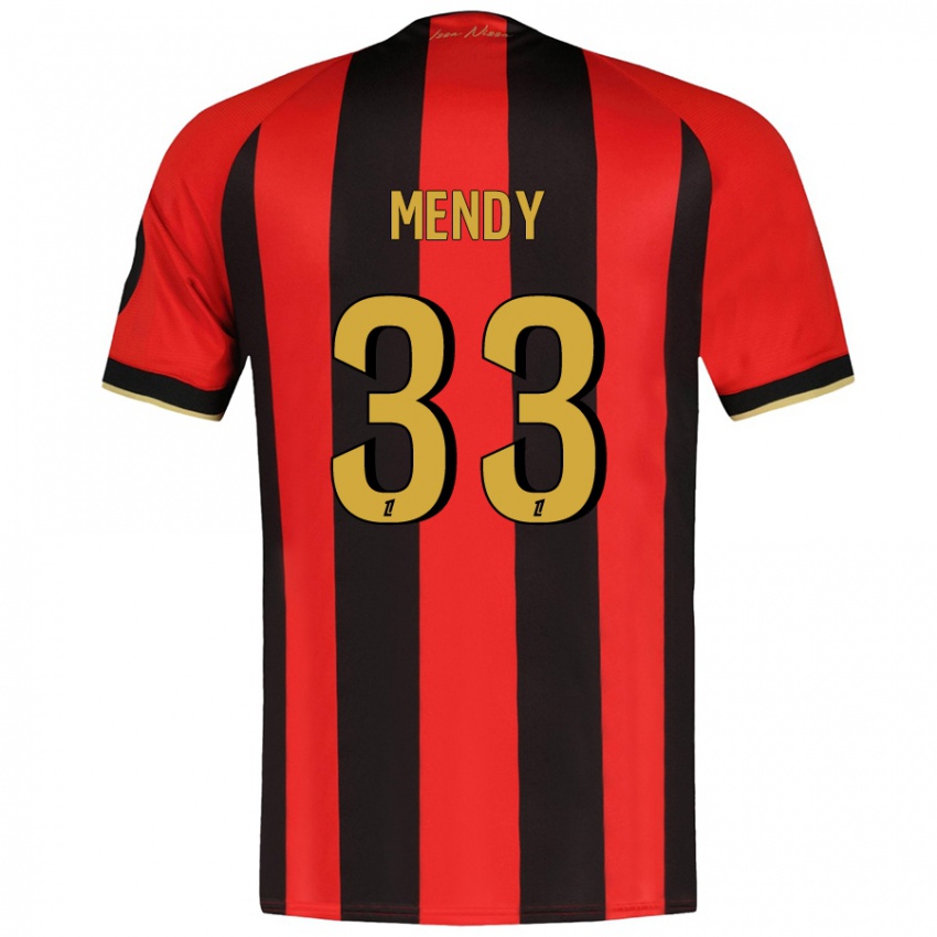 Enfant Maillot Antoine Mendy #33 Rouge Noir Tenues Domicile 2024/25 T-Shirt Belgique