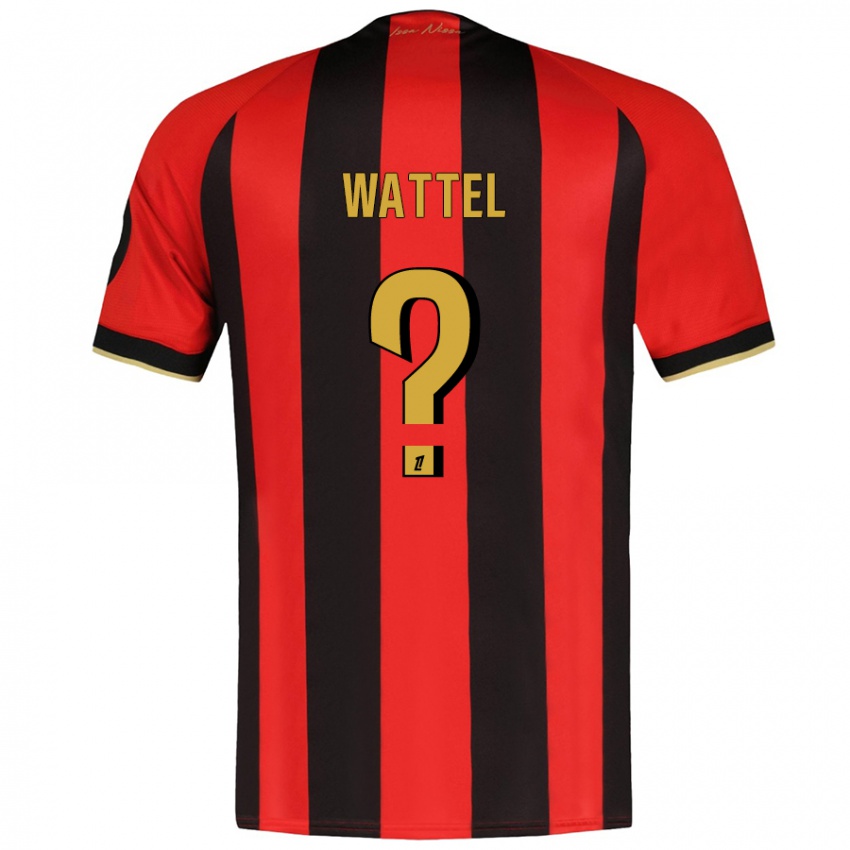 Enfant Maillot Sami Wattel #0 Rouge Noir Tenues Domicile 2024/25 T-Shirt Belgique