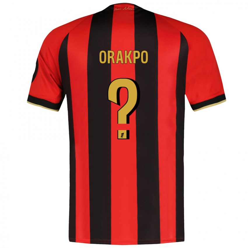 Enfant Maillot Victor Orakpo #0 Rouge Noir Tenues Domicile 2024/25 T-Shirt Belgique