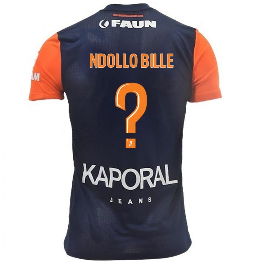 Kinderen Wilfried Ndollo Bille #0 Marineblauw Oranje Thuisshirt Thuistenue 2024/25 T-Shirt België