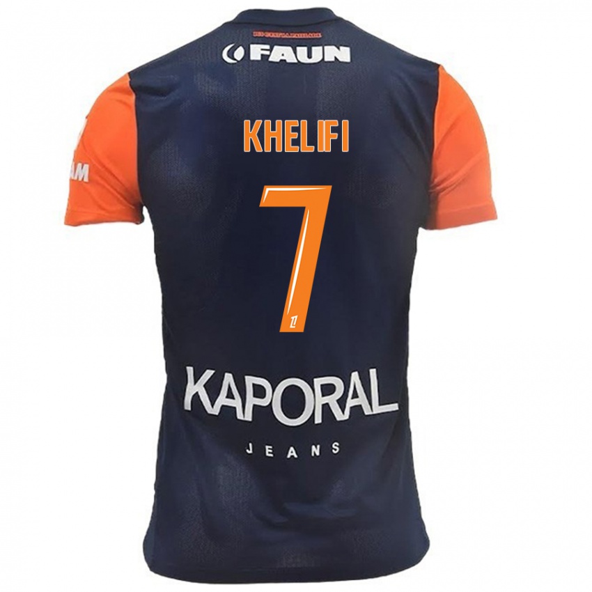 Kinderen Léa Khelifi #7 Marineblauw Oranje Thuisshirt Thuistenue 2024/25 T-Shirt België