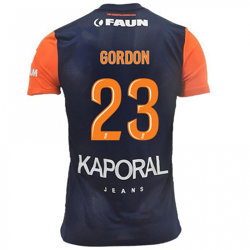 Kinderen Sh'nia Gordon #23 Marineblauw Oranje Thuisshirt Thuistenue 2024/25 T-Shirt België