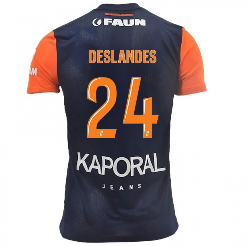 Kinderen Océane Deslandes #24 Marineblauw Oranje Thuisshirt Thuistenue 2024/25 T-Shirt België