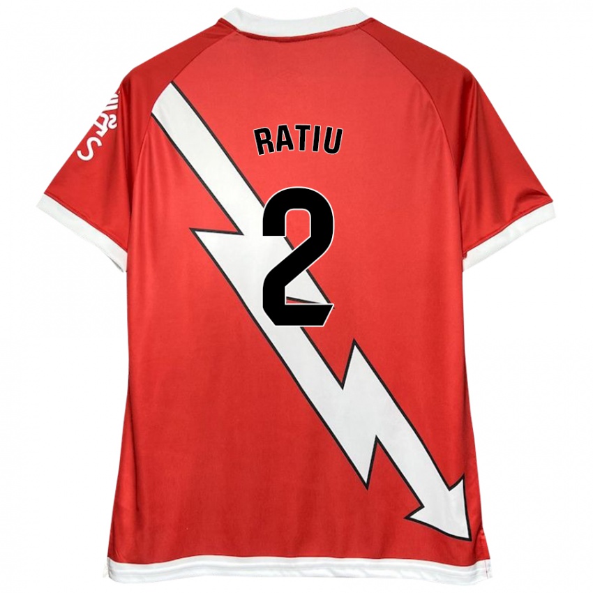 Enfant Maillot Andrei Rațiu #2 Blanc Rouge Tenues Domicile 2024/25 T-Shirt Belgique