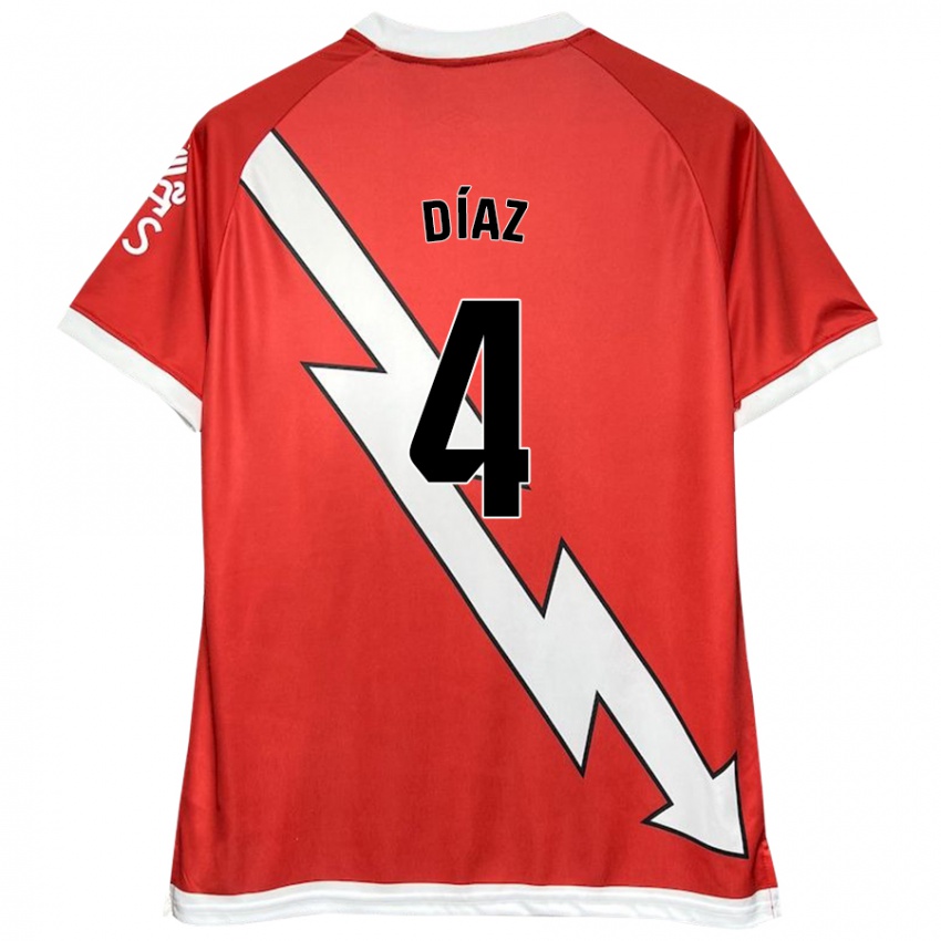 Kinderen Pedro Díaz #4 Wit Rood Thuisshirt Thuistenue 2024/25 T-Shirt België