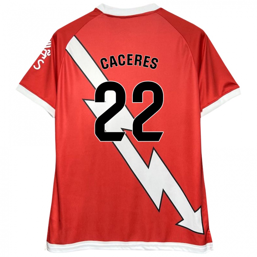 Kinder Daniel Cáceres #22 Weiß Rot Heimtrikot Trikot 2024/25 T-Shirt Belgien