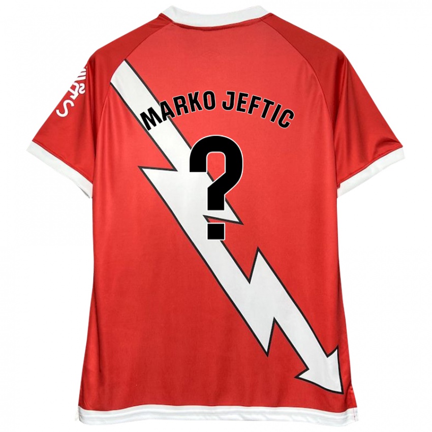 Enfant Maillot Marko Jeftic #0 Blanc Rouge Tenues Domicile 2024/25 T-Shirt Belgique