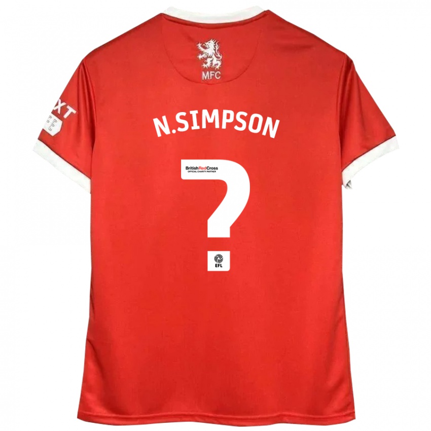 Kinderen Nathan Simpson #0 Rood Wit Thuisshirt Thuistenue 2024/25 T-Shirt België