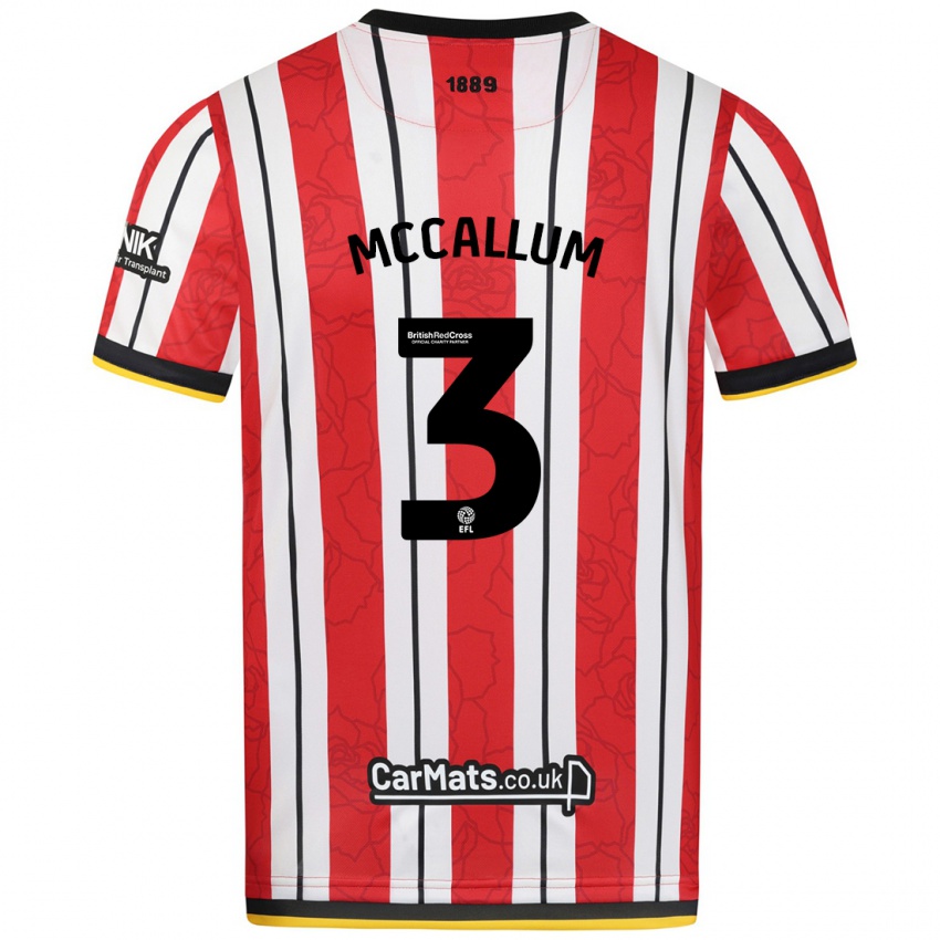 Enfant Maillot Sam Mccallum #3 Rayures Blanches Rouges Tenues Domicile 2024/25 T-Shirt Belgique