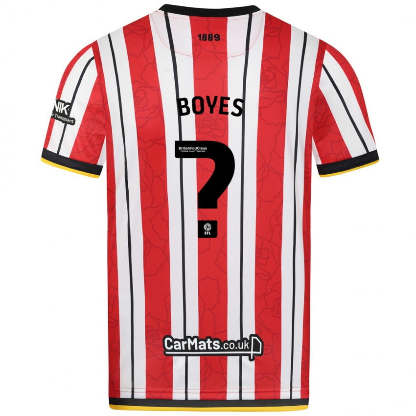 Enfant Maillot Harry Boyes #0 Rayures Blanches Rouges Tenues Domicile 2024/25 T-Shirt Belgique