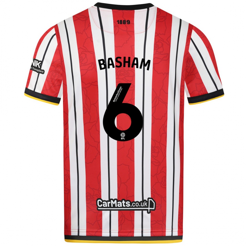 Kinderen Chris Basham #6 Rood Witte Strepen Thuisshirt Thuistenue 2024/25 T-Shirt België