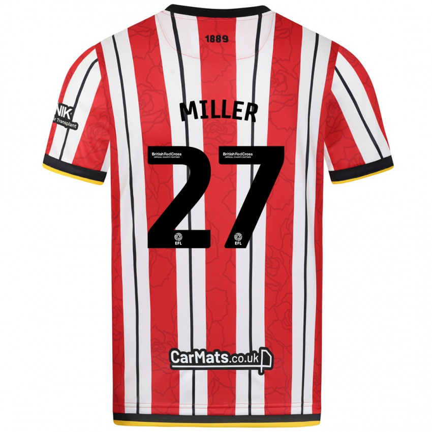 Enfant Maillot Lara Miller #27 Rayures Blanches Rouges Tenues Domicile 2024/25 T-Shirt Belgique