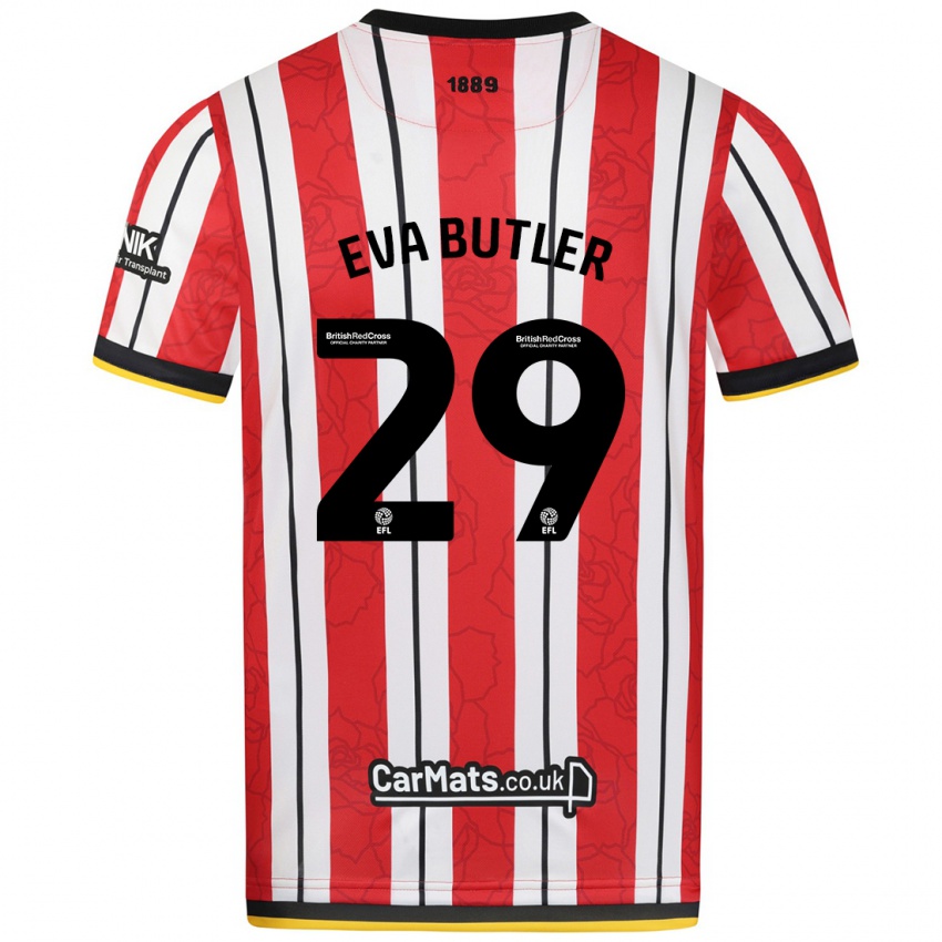 Enfant Maillot Eva Butler #29 Rayures Blanches Rouges Tenues Domicile 2024/25 T-Shirt Belgique