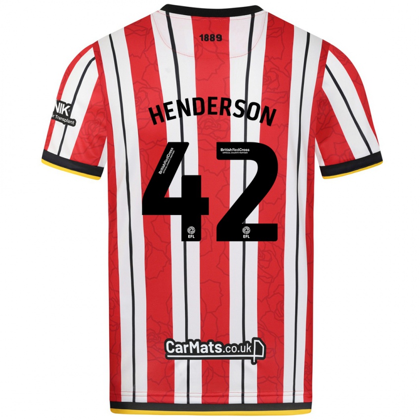 Kinderen Peyton Henderson #42 Rood Witte Strepen Thuisshirt Thuistenue 2024/25 T-Shirt België