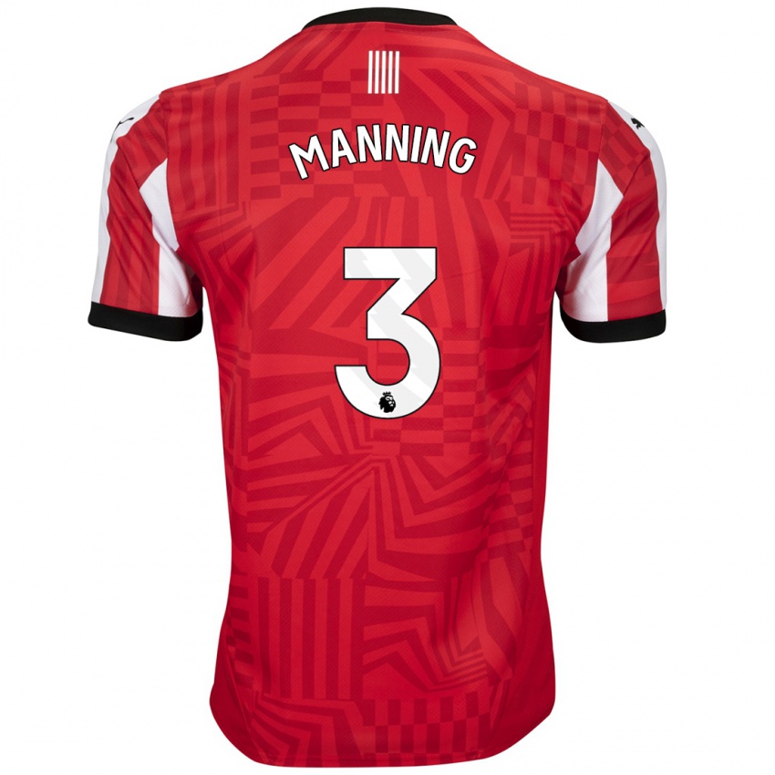 Kinderen Ryan Manning #3 Rood Wit Thuisshirt Thuistenue 2024/25 T-Shirt België