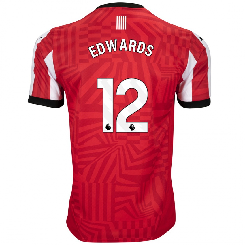 Enfant Maillot Ronnie Edwards #12 Rouge Blanc Tenues Domicile 2024/25 T-Shirt Belgique