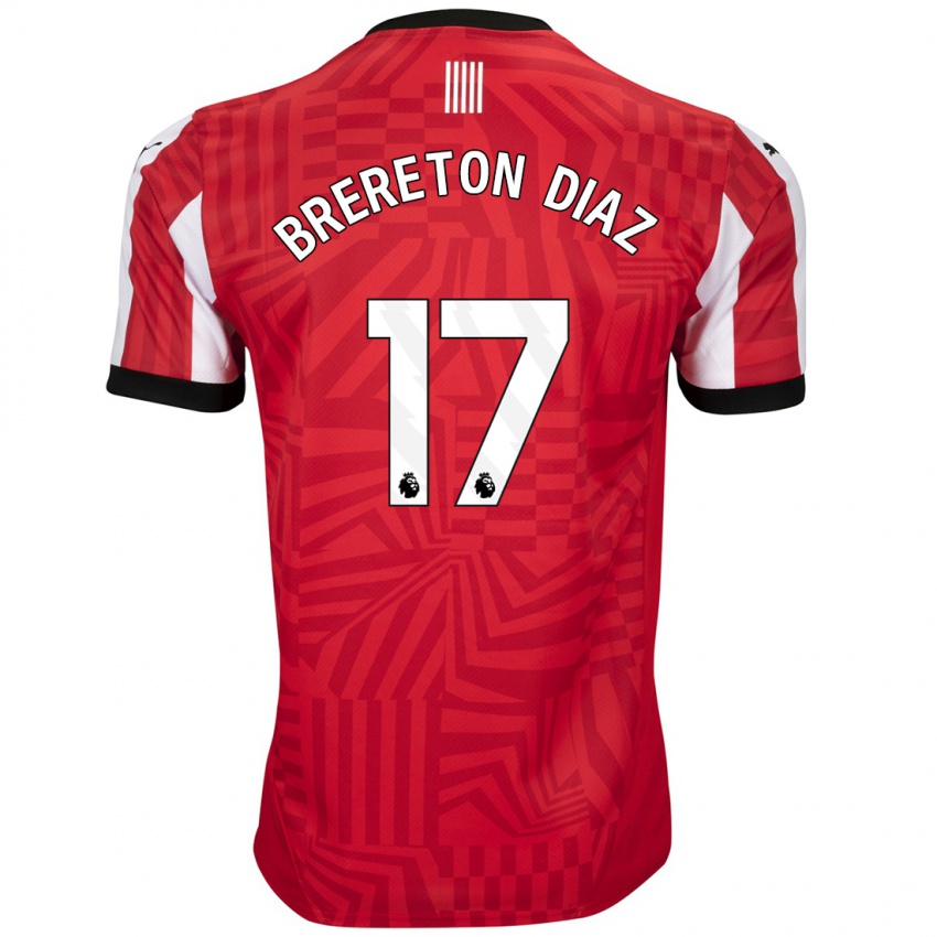 Enfant Maillot Ben Brereton Díaz #17 Rouge Blanc Tenues Domicile 2024/25 T-Shirt Belgique