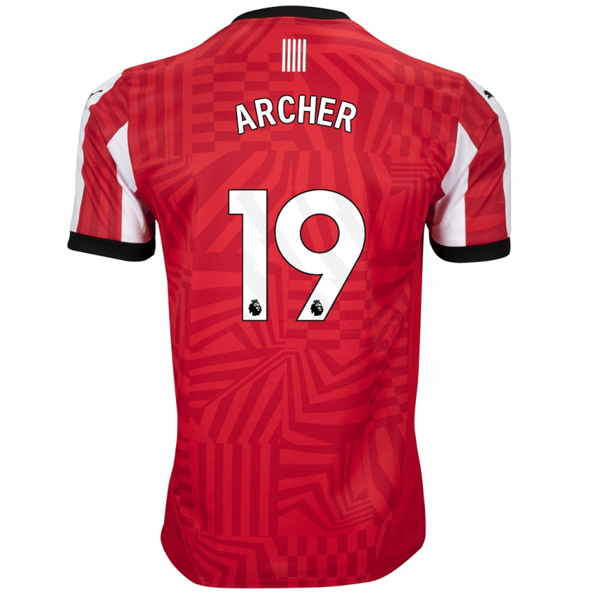 Enfant Maillot Cameron Archer #19 Rouge Blanc Tenues Domicile 2024/25 T-Shirt Belgique