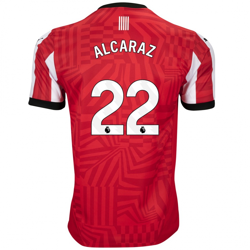 Enfant Maillot Carlos Alcaraz #22 Rouge Blanc Tenues Domicile 2024/25 T-Shirt Belgique